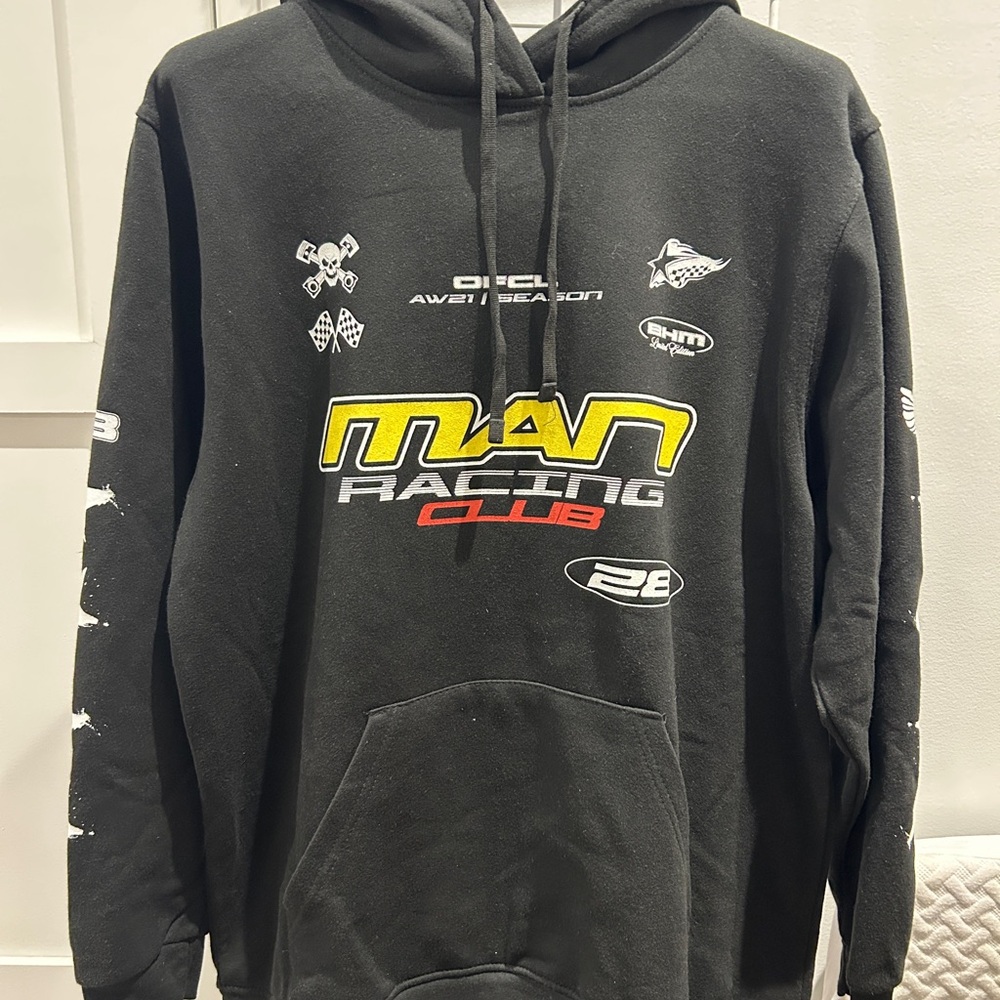 Boohoo Mens Black Racing Club Hoodie